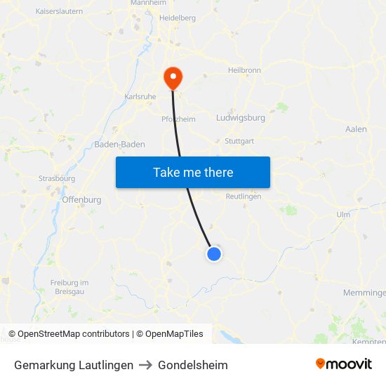 Gemarkung Lautlingen to Gondelsheim map