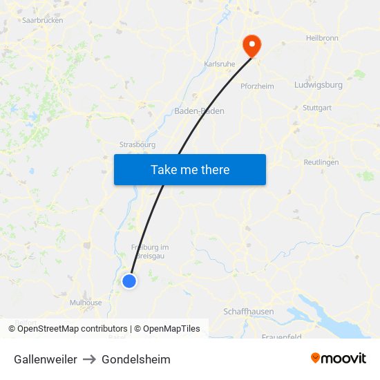 Gallenweiler to Gondelsheim map