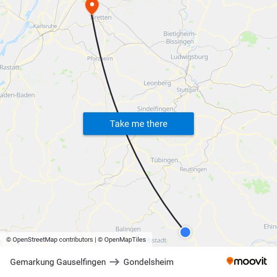 Gemarkung Gauselfingen to Gondelsheim map