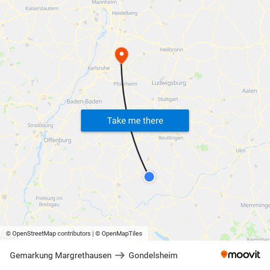 Gemarkung Margrethausen to Gondelsheim map