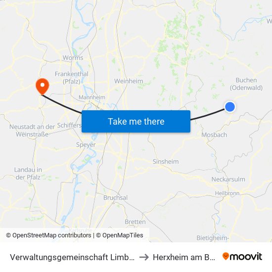Verwaltungsgemeinschaft Limbach to Herxheim am Berg map
