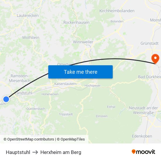 Hauptstuhl to Herxheim am Berg map