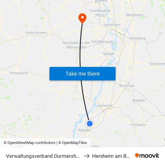 Verwaltungsverband Durmersheim to Herxheim am Berg map