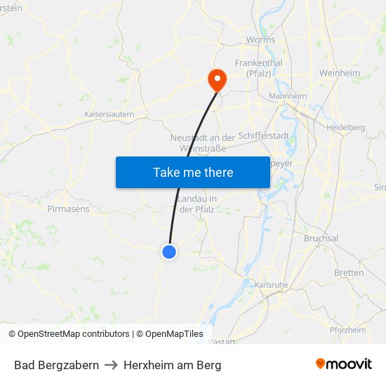 Bad Bergzabern to Herxheim am Berg map