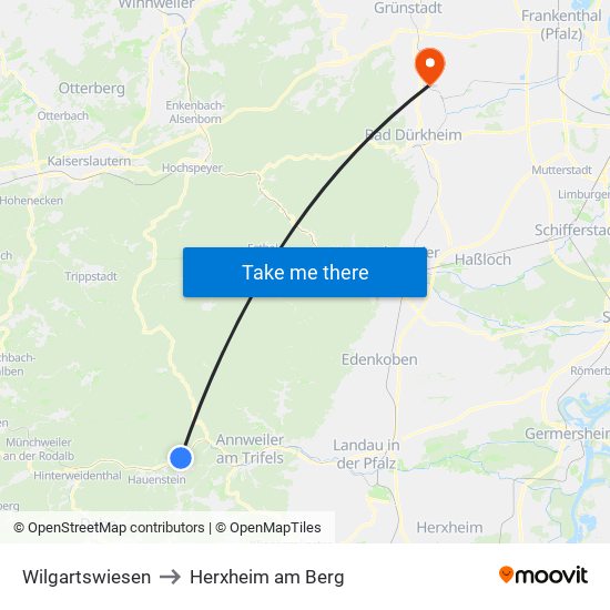 Wilgartswiesen to Herxheim am Berg map