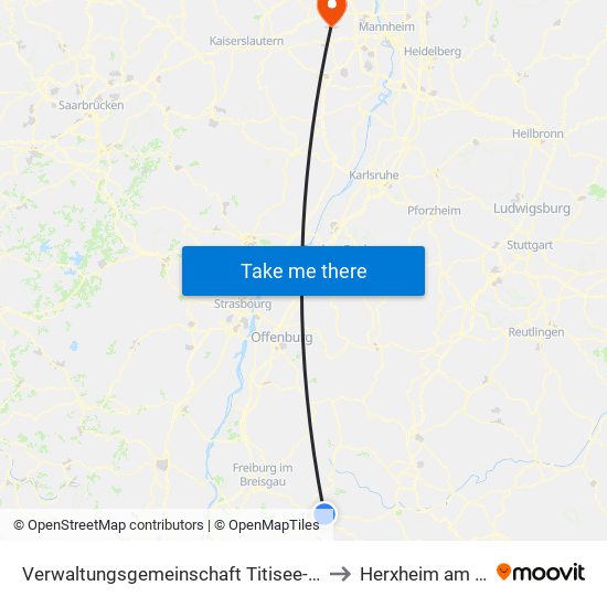 Verwaltungsgemeinschaft Titisee-Neustadt to Herxheim am Berg map