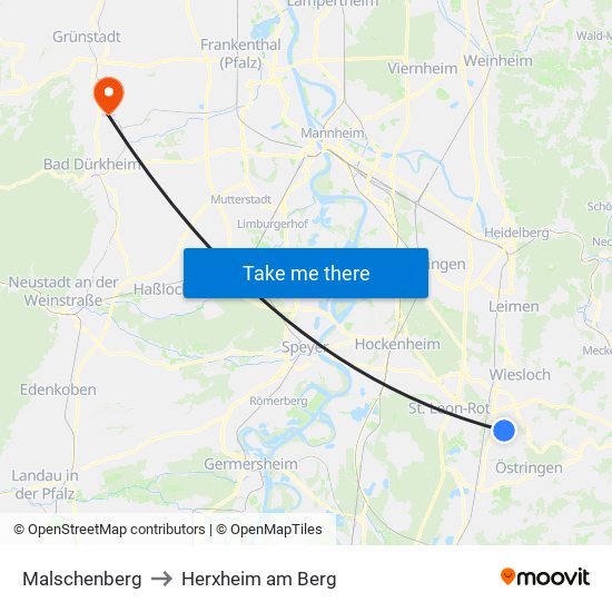 Malschenberg to Herxheim am Berg map