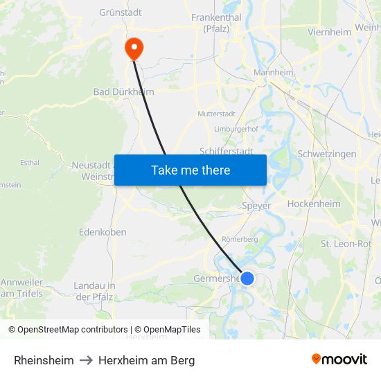 Rheinsheim to Herxheim am Berg map