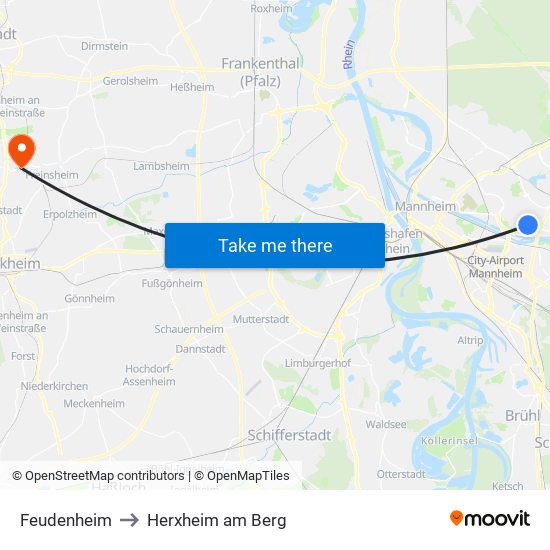 Feudenheim to Herxheim am Berg map