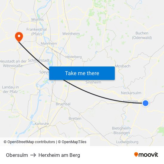 Obersulm to Herxheim am Berg map