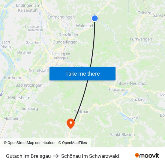 Gutach Im Breisgau to Schönau Im Schwarzwald map