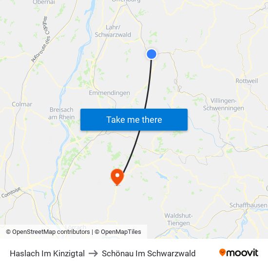 Haslach Im Kinzigtal to Schönau Im Schwarzwald map