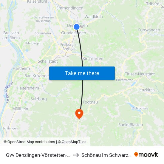 Gvv Denzlingen-Vörstetten-Reute to Schönau Im Schwarzwald map