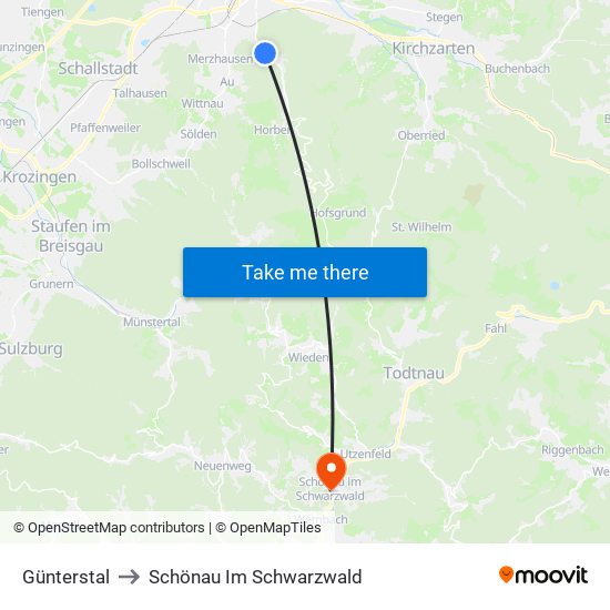 Günterstal to Schönau Im Schwarzwald map