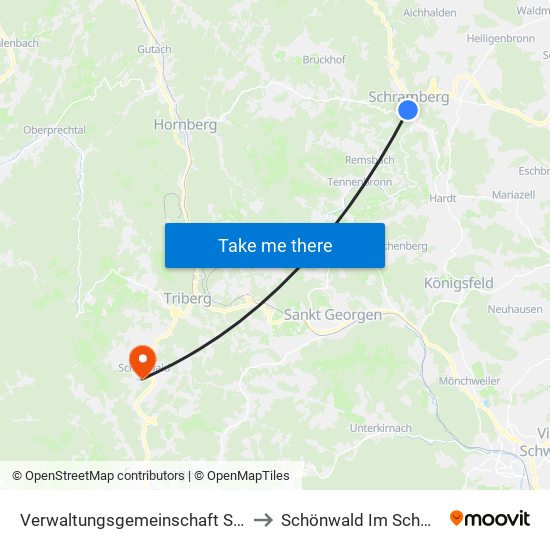 Verwaltungsgemeinschaft Schramberg to Schönwald Im Schwarzwald map