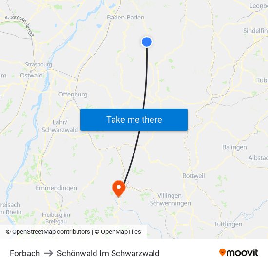 Forbach to Schönwald Im Schwarzwald map
