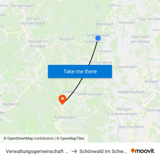 Verwaltungsgemeinschaft Schiltach to Schönwald Im Schwarzwald map