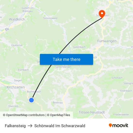 Falkensteig to Schönwald Im Schwarzwald map