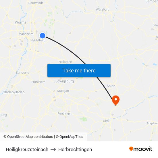 Heiligkreuzsteinach to Herbrechtingen map
