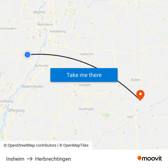 Insheim to Herbrechtingen map