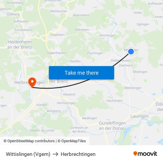 Wittislingen (Vgem) to Herbrechtingen map