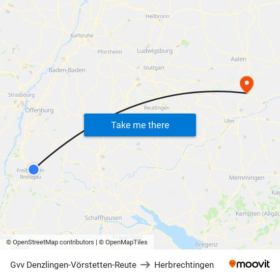 Gvv Denzlingen-Vörstetten-Reute to Herbrechtingen map