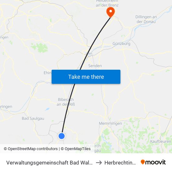 Verwaltungsgemeinschaft Bad Waldsee to Herbrechtingen map