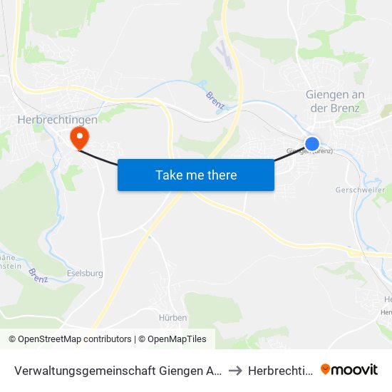 Verwaltungsgemeinschaft Giengen An Der Brenz to Herbrechtingen map