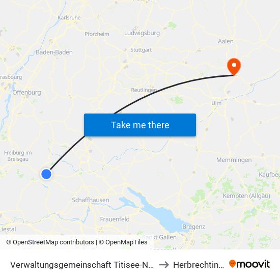 Verwaltungsgemeinschaft Titisee-Neustadt to Herbrechtingen map