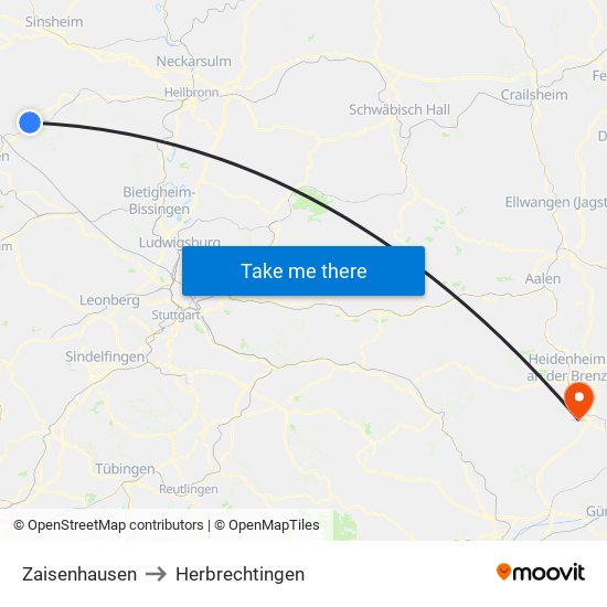 Zaisenhausen to Herbrechtingen map