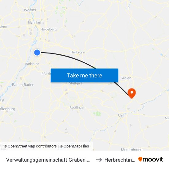 Verwaltungsgemeinschaft Graben-Neudorf to Herbrechtingen map