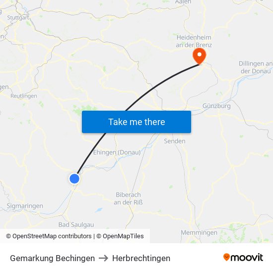 Gemarkung Bechingen to Herbrechtingen map