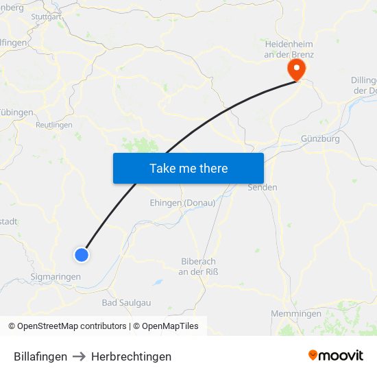 Billafingen to Herbrechtingen map