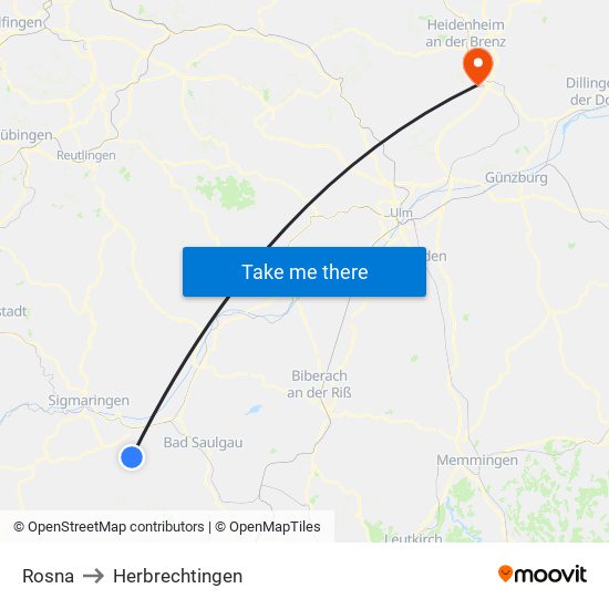Rosna to Herbrechtingen map
