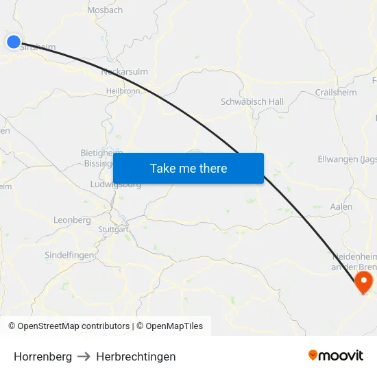 Horrenberg to Herbrechtingen map
