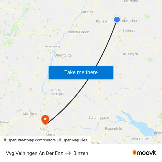 Vvg Vaihingen An Der Enz to Binzen map