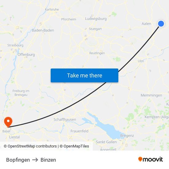 Bopfingen to Binzen map