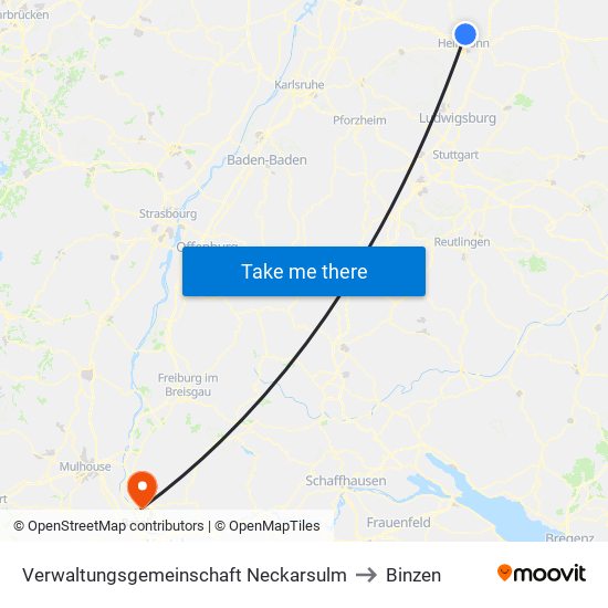 Verwaltungsgemeinschaft Neckarsulm to Binzen map