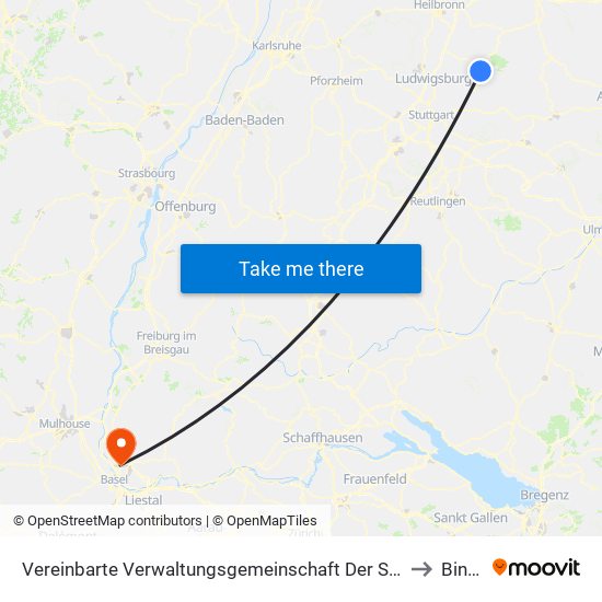 Vereinbarte Verwaltungsgemeinschaft Der Stadt Backnang to Binzen map