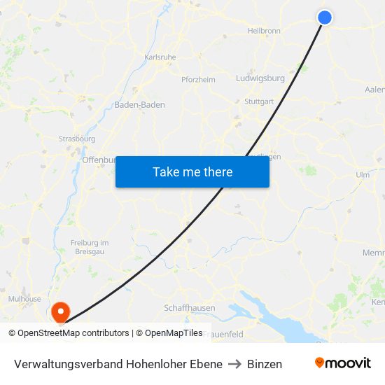 Verwaltungsverband Hohenloher Ebene to Binzen map