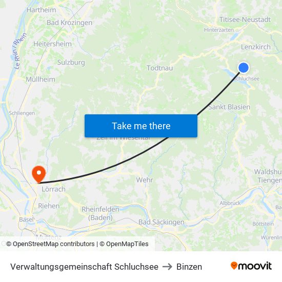 Verwaltungsgemeinschaft Schluchsee to Binzen map