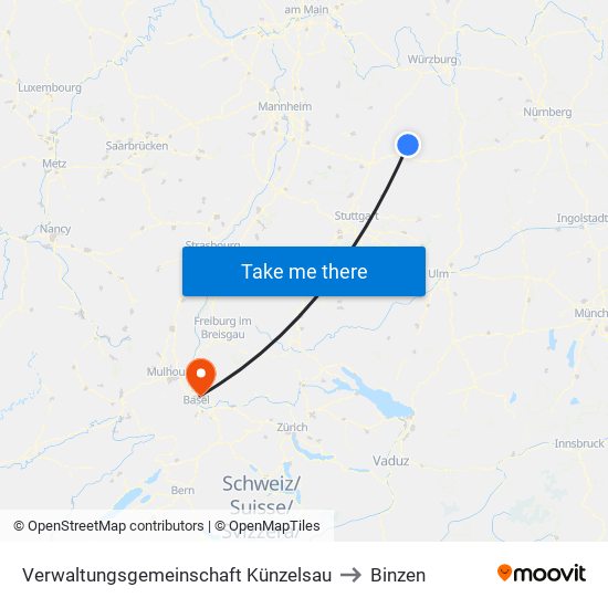 Verwaltungsgemeinschaft Künzelsau to Binzen map