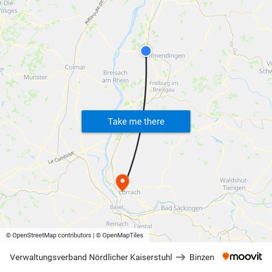 Verwaltungsverband Nördlicher Kaiserstuhl to Binzen map