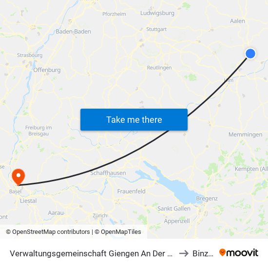 Verwaltungsgemeinschaft Giengen An Der Brenz to Binzen map