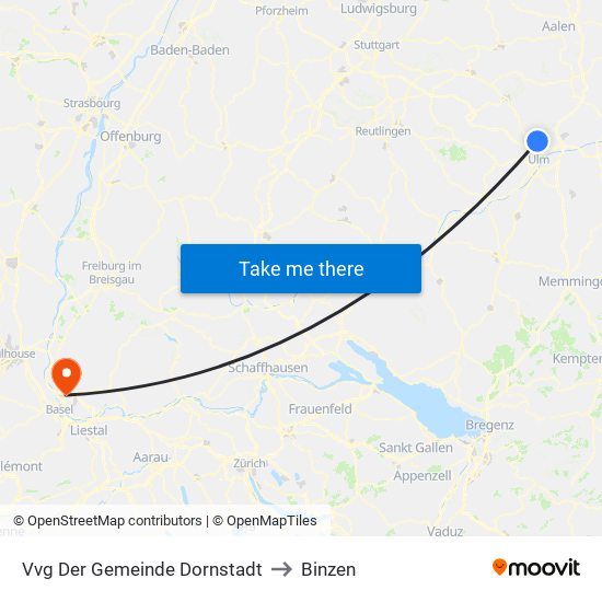 Vvg Der Gemeinde Dornstadt to Binzen map