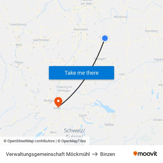 Verwaltungsgemeinschaft Möckmühl to Binzen map