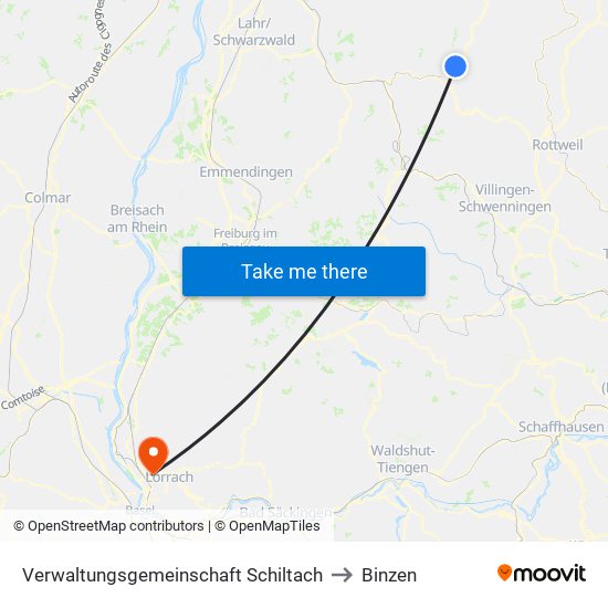 Verwaltungsgemeinschaft Schiltach to Binzen map