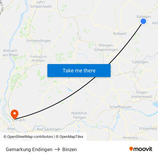 Gemarkung Endingen to Binzen map