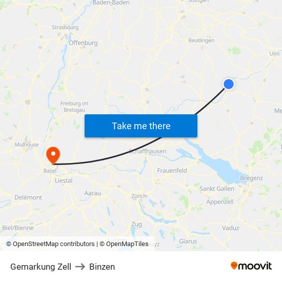 Gemarkung Zell to Binzen map