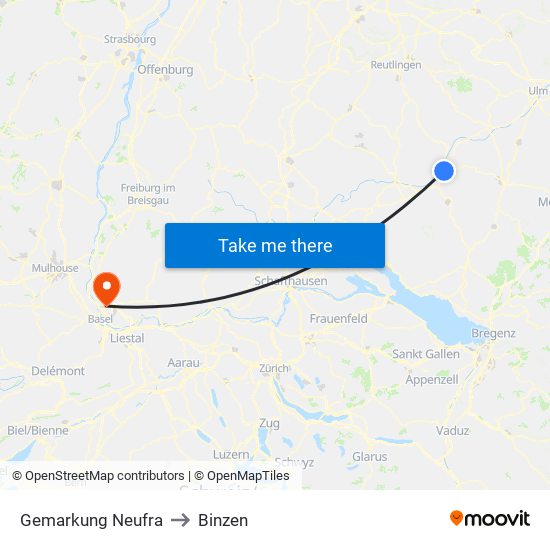Gemarkung Neufra to Binzen map